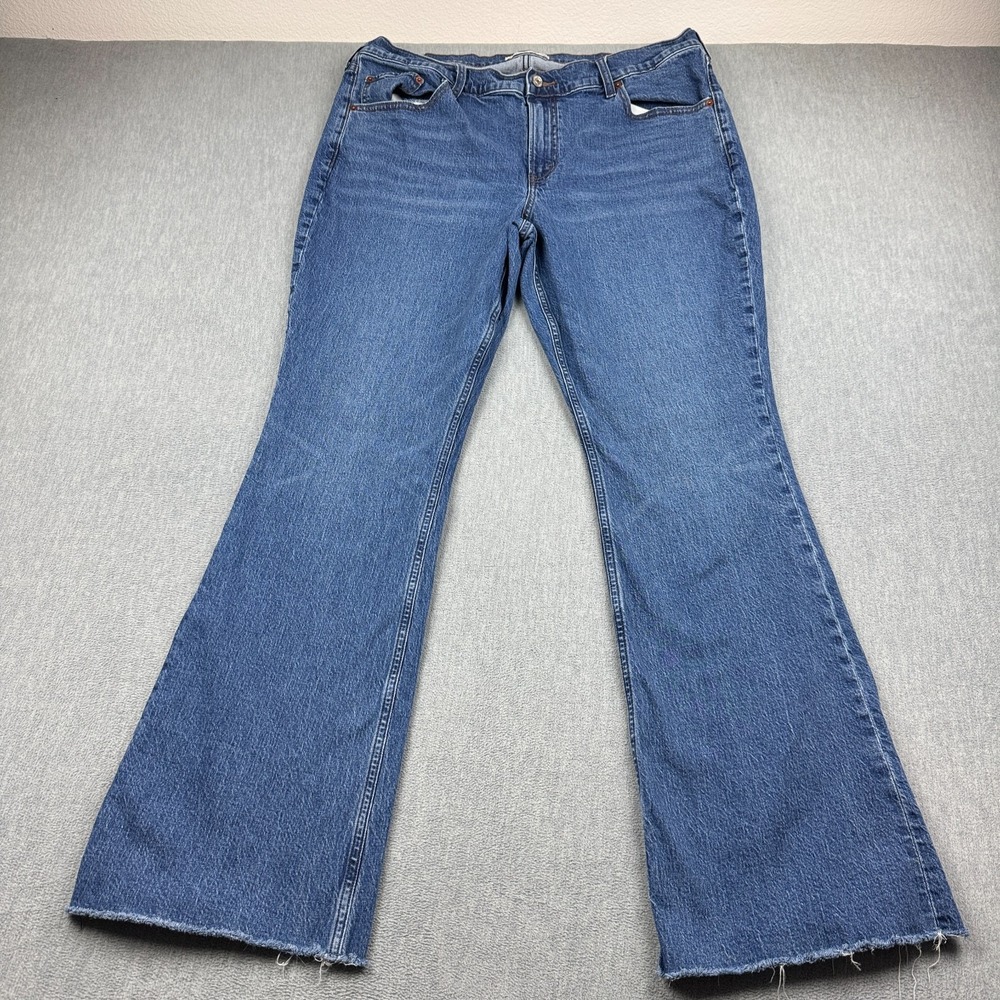 Abercrombie & Fitch Jeans Womens 34x34 Blue Long Mid Rise Bootcut Raw Hem Pocket